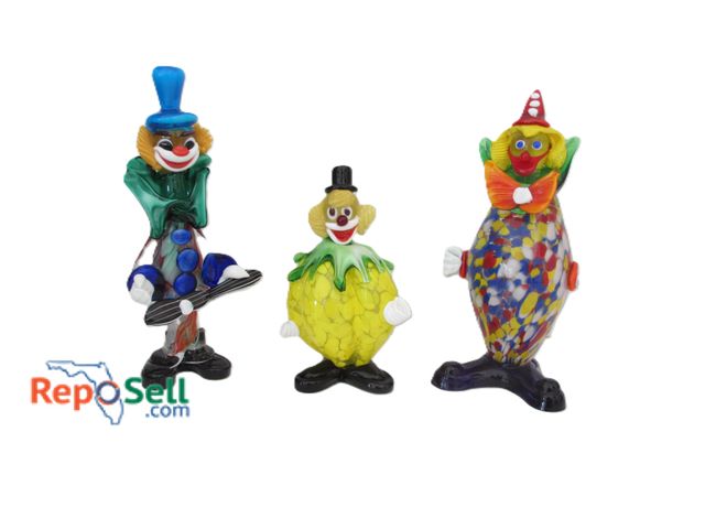 Lot 31-1159 - (3) Hand Blown Glass Clown Figures
