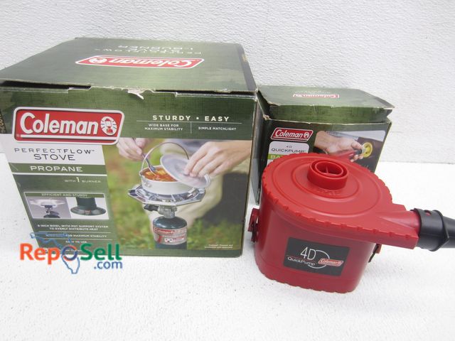 Lot 31-3133 - Coleman Propane Stove &amp; 4D Quick Pump Battery