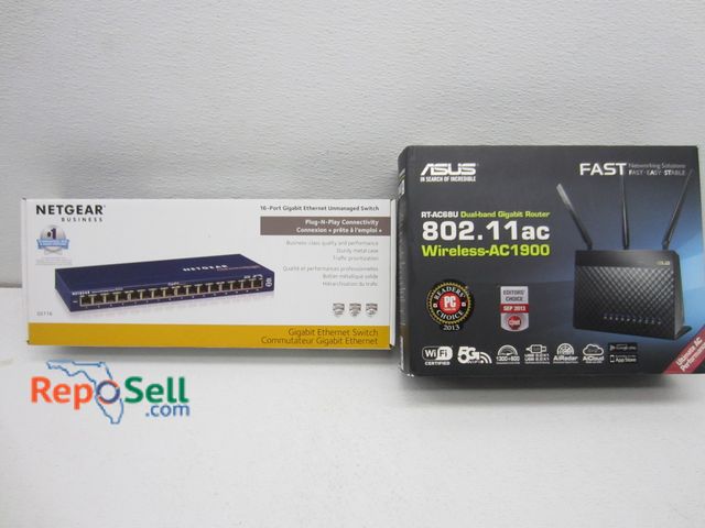 Lot 31-9130 - New Netgear 16 Port Switch &amp; Used Asus Dual Band Router