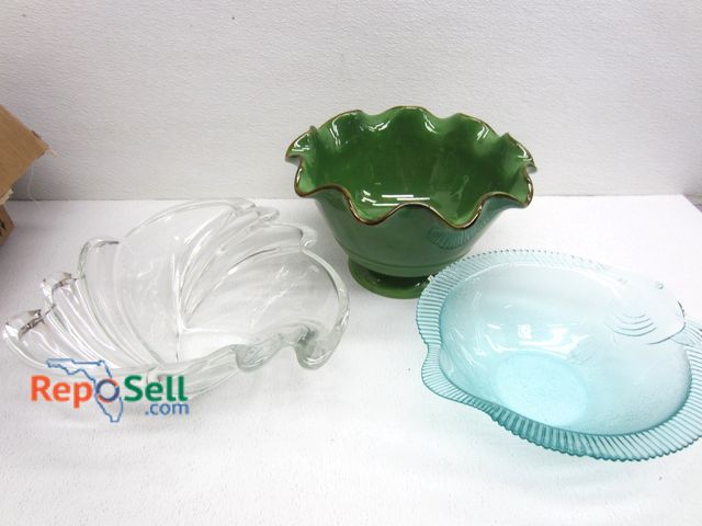 Lot 31-8564 - (3) Decorative Bowls: Fish, Crate &amp; Barrel And Mikasa