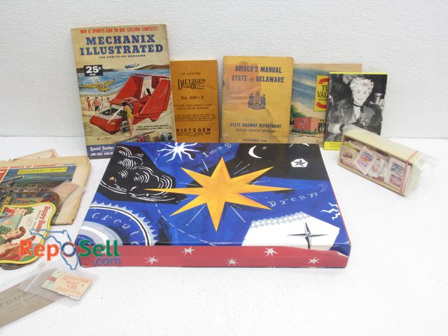 Lot 31-1358 - Vintage Books, 1946 Driver's Manual, Stamps, Drawing Case, etc.