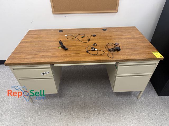 Lot 31-3109 - Office Desk, 5'x2.6', Various Cords Included