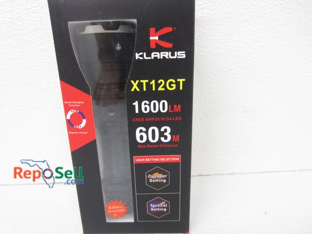 Lot 31-9371 - Klarus XT12GT Flashlight 1600LM (takes 2 CR123 Batteries) no batteries included.