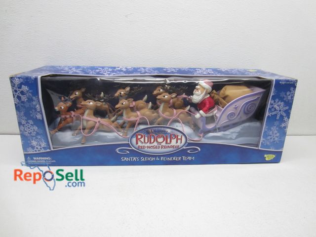 Lot 31-9121 - Rare New in Box Memory Lane Rudolph Santa's Sleigh