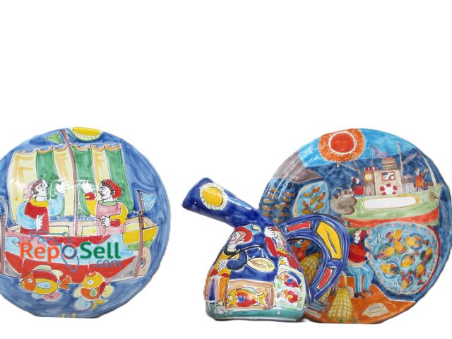 Lot 31-1034 - (3) Ceramic Hand Painted Pieces Made in Italy: Plate, Bowl, Pitcher