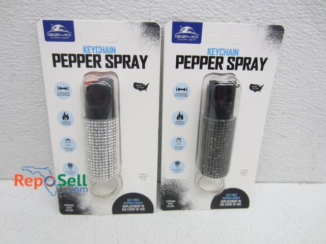 Lot 31-8262 - (2) New Rhinestone Keychain Pepper Sprays - Black &amp; Silver