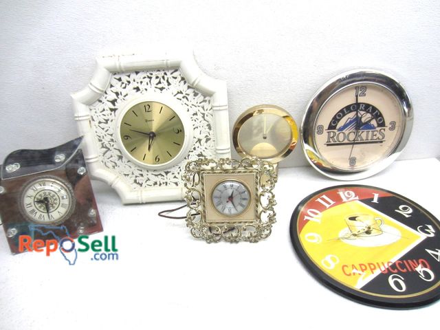 Lot 31-7183 - (6) Wall/Mantle Clocks: Lanshire And Cappuccino Running - Bring Tote