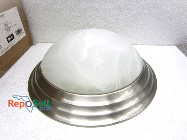 Lot 31-4139 - (8) New QVC 14" Flusmount Brushed Nickel Ceiling Lights