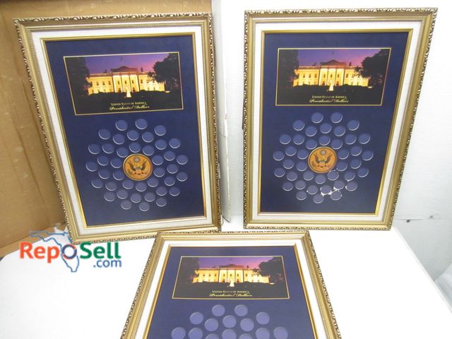 Lot 31-6140 - (3) World Reserve Presidential Dollar Frames, Approx 25"x19"