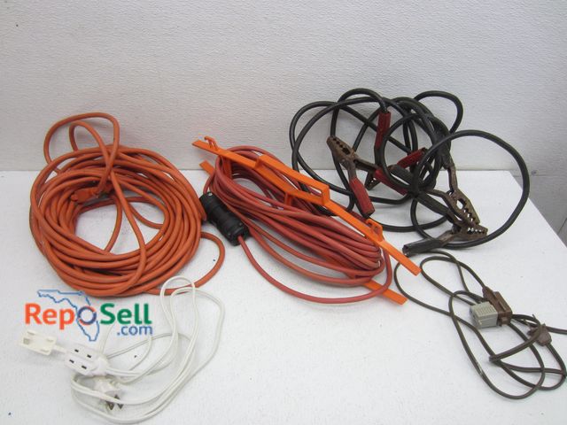 Lot 31-6240 - (4) Extension Cords,  Jumper Cables