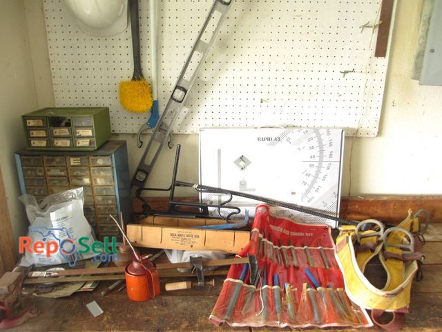 Lot 31-8367 - Workshop Tools: Vintage Oil Cans, Punch And Chisel Set, Hardware Drawers, Climbing Belt, Rapid A3 dr...