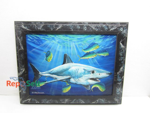Lot 31-3410 - Framed Art by D. Van Deusen Great White and Mahi - 22" x 28