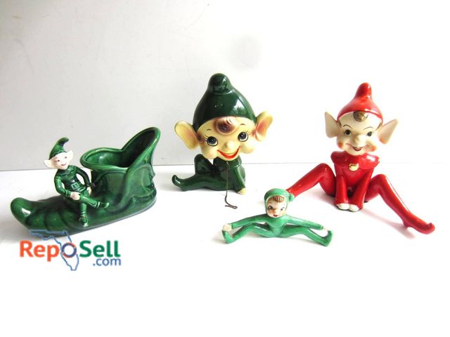 Lot 31-9242 - (4) Vintage Ceramic Relco elf figurines: Items vary in height, with the tallest measuring approximat...