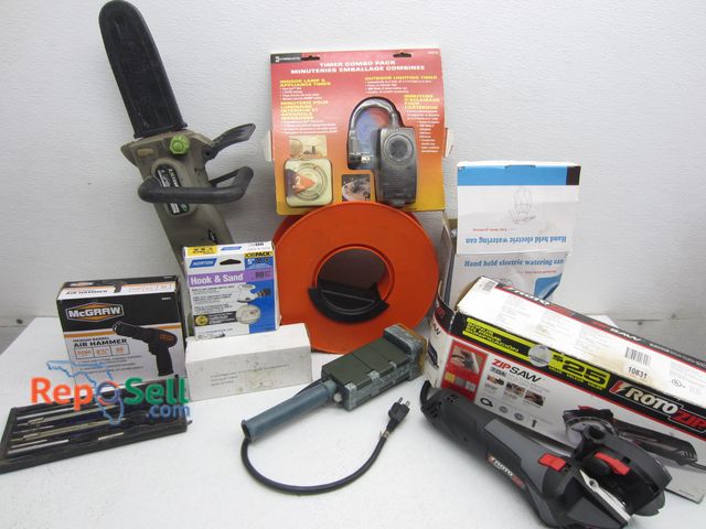 Lot 31-2092 - Tool Lot: 18V 2-in-1 Earthwise Cordless Small Chainsaw, 7.0A Multi-Purpose Cut-Off-Saw, Medium Barre...