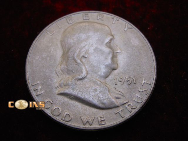 Lot 36-489116 - 1951-S Silver Franklin Half Dollar.