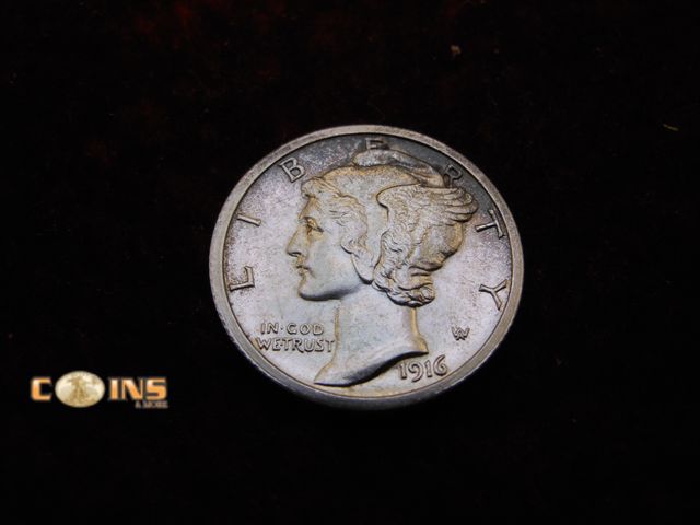 Lot 36-486532 - AU 1916-S Silver Mercury Dime.  Fantastic Eye Appeal.