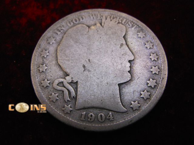 Lot 36-487733 - 1904 Silver Barber Half Dollar.