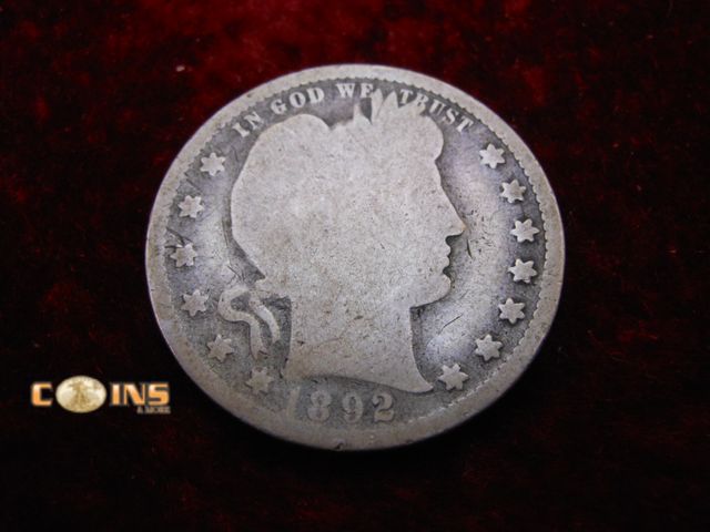 Lot 36-487328 - 1892 Silver Barber Quarter.