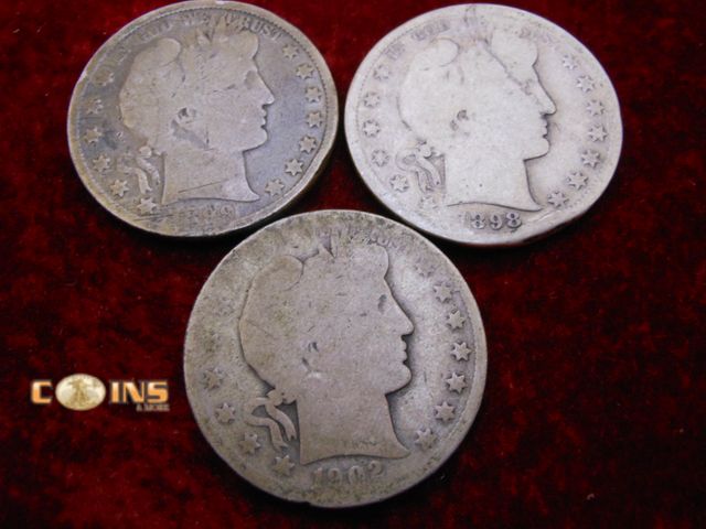 Lot 36-487735 - Lot of Three Silver Barber Half Dollars, See Pictures For Dates and Mint Marks.