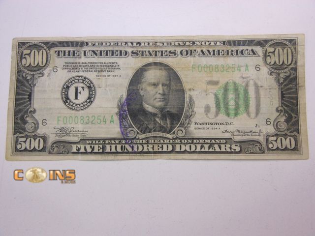 Lot 36-238569 - Better 1934-A $500 Federal Reserve Note, Bank of Atlanta.
