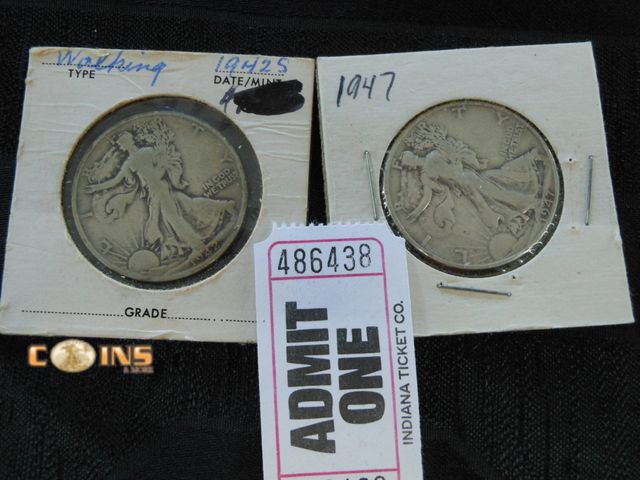 Lot 36-486438 - 1942-S and 1947 Silver Walking Liberty Half Dollars.