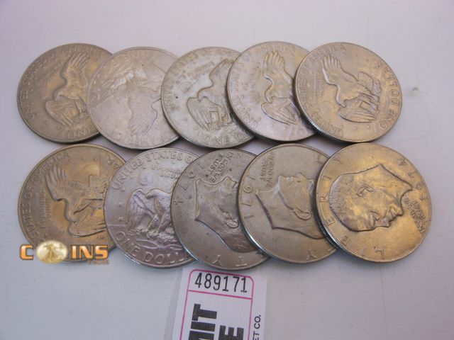 Lot 36-489171 - Lot of Ten Assorted Eisenhower Dollars.