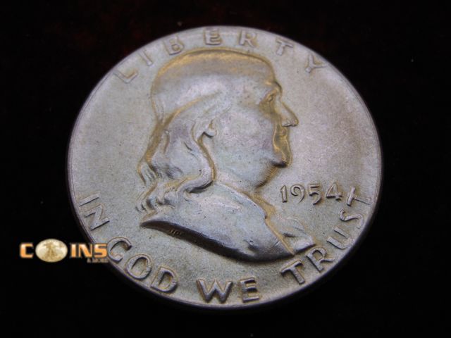 Lot 36-486492 - 1954 Silver Franklin Half Dollar. Bell Lines Visible.