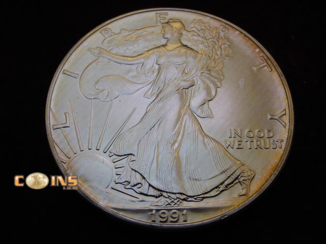 Lot 36-486522 - UNC/BU 1991 Silver American Eagle.  .999 Fine Silver One Troy Ounce Round.