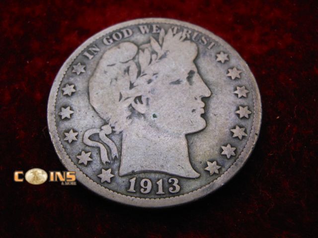 Lot 36-486465 - 1913-D Silver Barber Half Dollar.