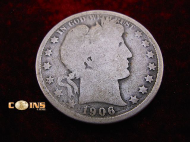 Lot 36-487731 - 1906 Silver Barber Half Dollar.