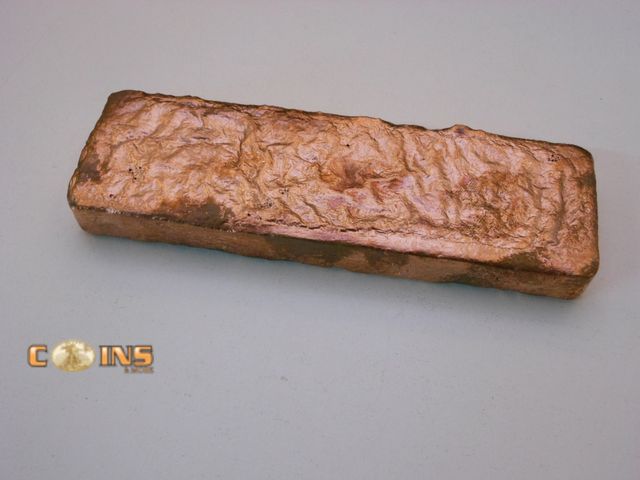Lot 36-487773 - Pure Copper Rough Pour "Loaf" Bar.  Total Weight 2 Pounds 7 Ounces.
