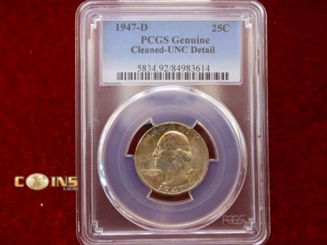Lot 36-488309 - UNC 1947-D Silver Washington Quarter, PCGS Graded UNC.