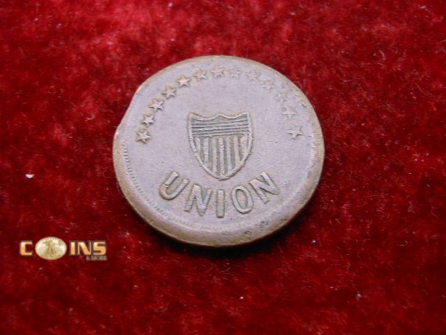 Lot 36-487837 - HARD TO FIND 1863 Cincinnati Ohio Civil War Token W Johnston Die Sinker Union Shield.