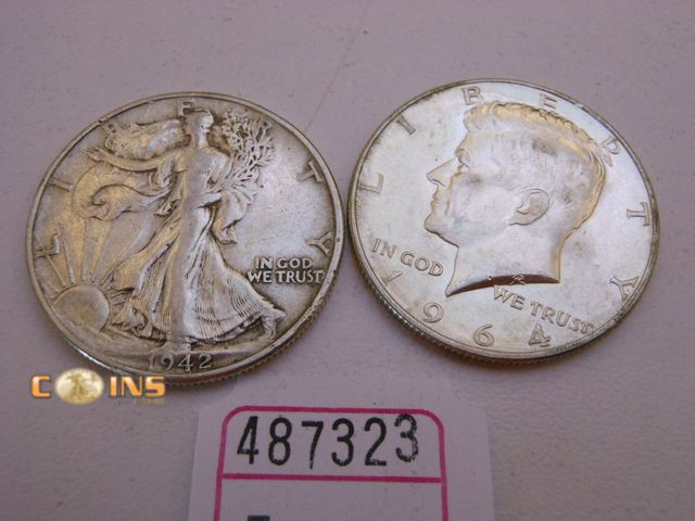 Lot 36-487323 - Lot of Two Silver Half Dollars.