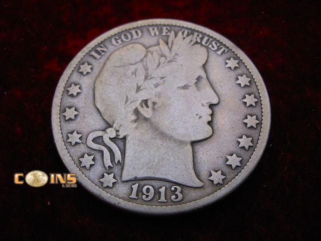 Lot 36-486466 - 1913-D Silver Barber Half Dollar.