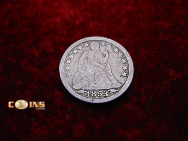 Lot 36-487806 - 1853 With Arrows Silver Seated Dime.