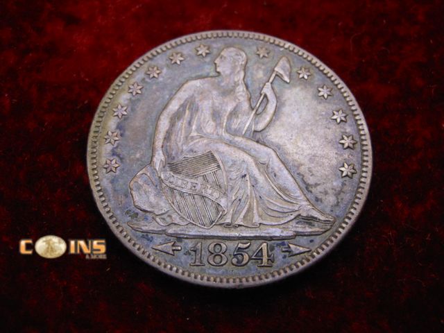 Lot 36-489113 - XF+ 1854-O With Arrow Silver Seated Half Dollar.  Fantastic Eye Appeal.