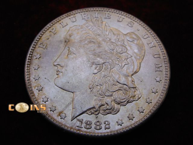 Lot 36-486384 - UNC/BU DMPL 1882-S Morgan Silver Dollar.  Full Breast Feathers.