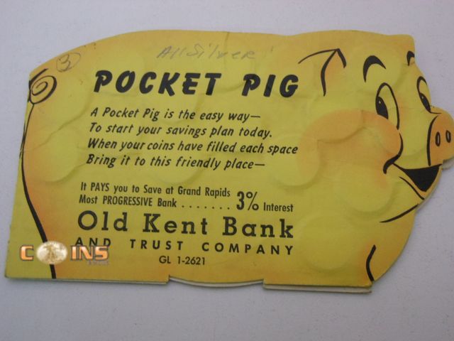 Lot 36-087154 - $3 Face Value "Pocket Pig" Savings Book Filled With 30 Silver Dimes.