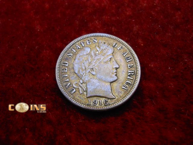 Lot 36-486690 - Better Condition 1916 Silver Barber Dime.