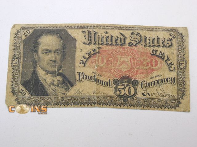 Lot 36-488317 - United States 1863 50 Cents Fractional Currency Note Red Seal Signed Series 1875.