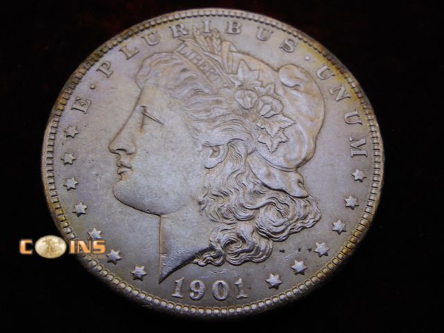 Lot 36-486365 - AU+ 1901-O Morgan Silver Dollar.  Full Breast Feathers.