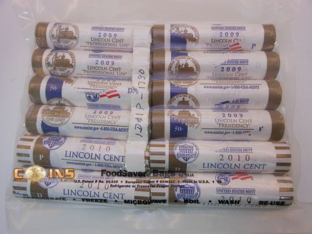 Lot 36-486655 - Lot of 12 US MINT Rolled 2009 and 2010 Cents, See Pictures For Description.