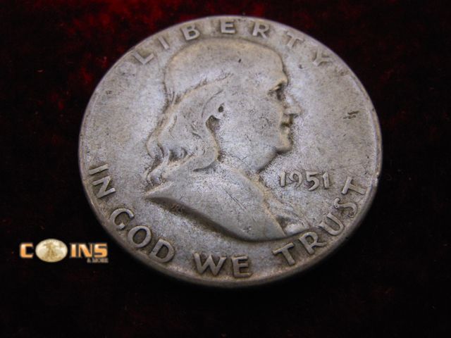 Lot 36-087168 - 1951 Silver Franklin Half Dollar.