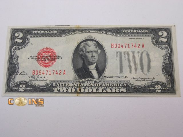 Lot 36-486228 - 1928 Red Seal $2 United States Note.
