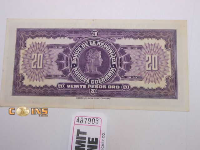 Lot 36-487903 - RARE Colombia - 1963 - 20 Pesos - "UNC"