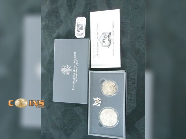Lot 36-489235 - 1991-S U.S. Mint Mount Rushmore Anniversary Two (2) Coin Proof Set w/ Box & COA.
