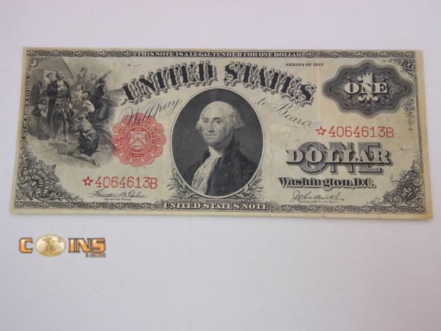 Lot 36-487985 - RARE Better Condition STAR NOTE 1917 *FR#36* $1 Large United States Note *Star Note*.