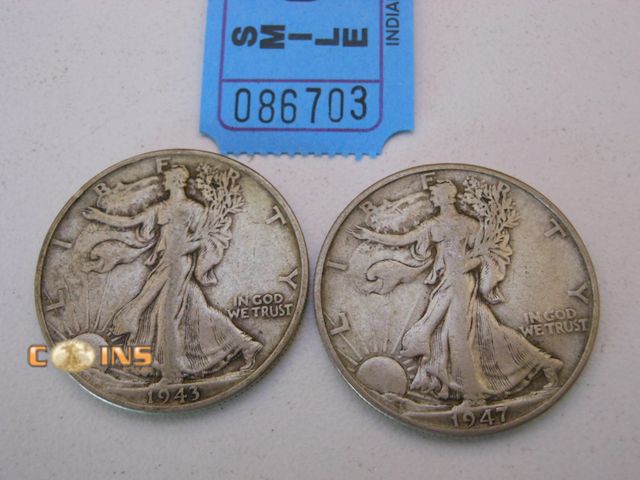 Lot 36-086703 - Lot of Two Silver Walking Liberty Half Dollars.