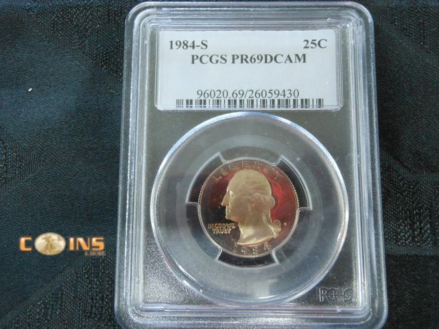 Lot 36-486444 - 1984-S PCGS Graded PF69 DCAM Washington Quarter.